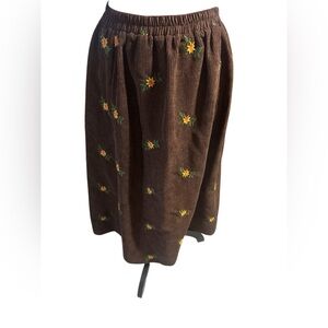 Elegant Brown Floral Midi Skirt